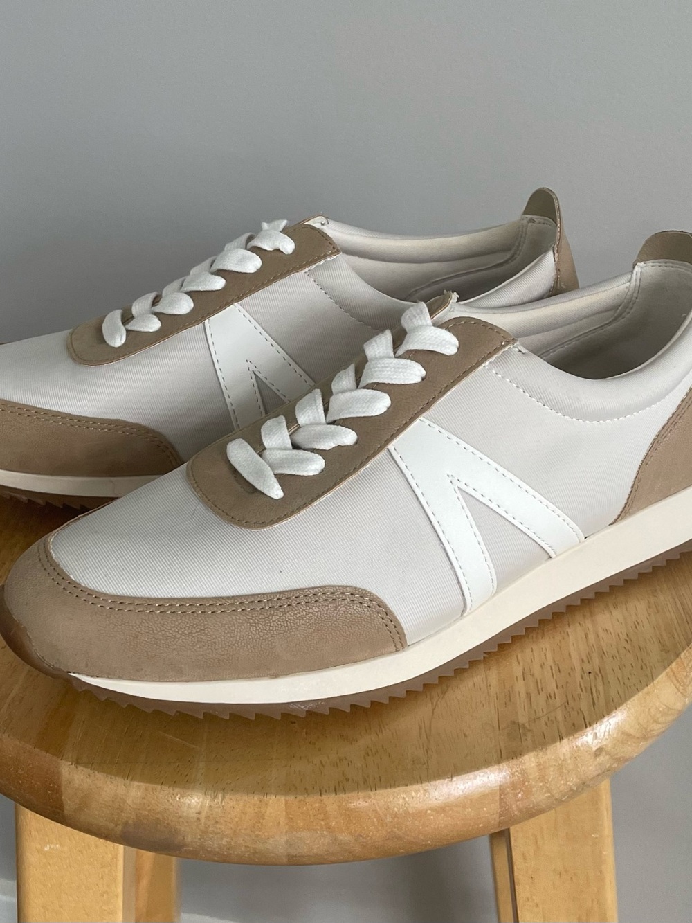 MIA White and Beige Casual Lace-Up Sneakers